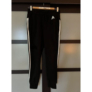 Adidas Women's Essentials 3 Stripes Jogger Pants, Size Small Black/White Lined